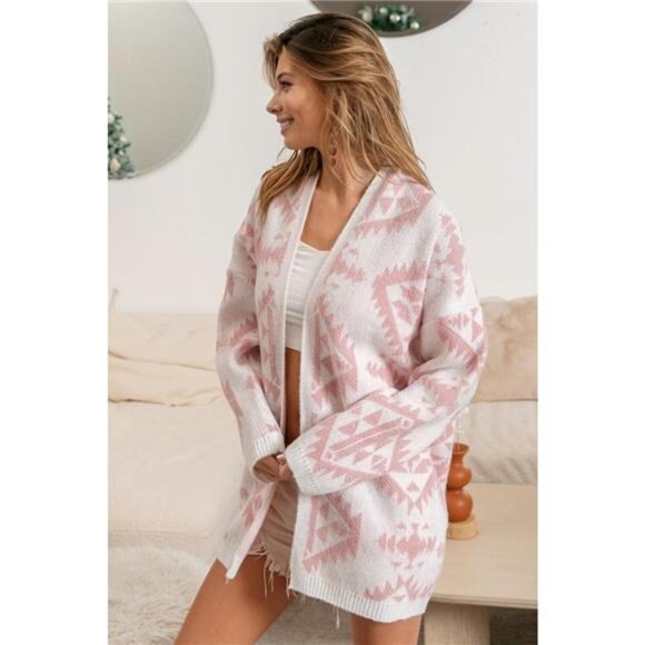 BiBi Aztec Pattern Open Front Cardigan - Picture 10 of 12